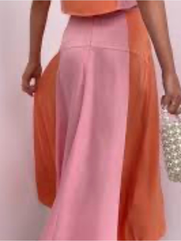 Petal & Pup Colorblock Pink And Orange Maxi Skirt